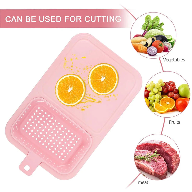 1PC multi-functional sink cutting board Kitchen vegetable and fruit cutting board 2-in-1 removable drain basket cutting board