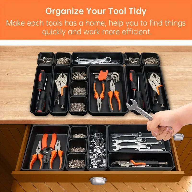 Tool Box Organizer Drawer Tray Dividers Set Workbench Cabinet Bins Tool Chest Organization Garage Hardware Tool Tray