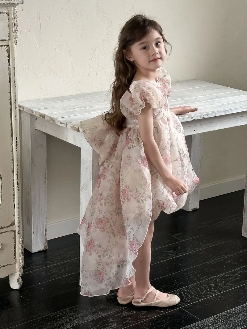 Casual Summer Girls Princess Dress – Sweet Floral Bow Knot Style