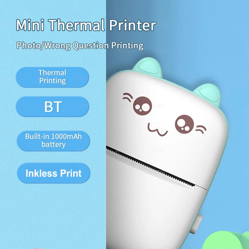Portable Thermal Printer MINI Wirelessly BT 203dpi Photo Label Memo Wrong Question Printing With USB Cable Imprimante Portable