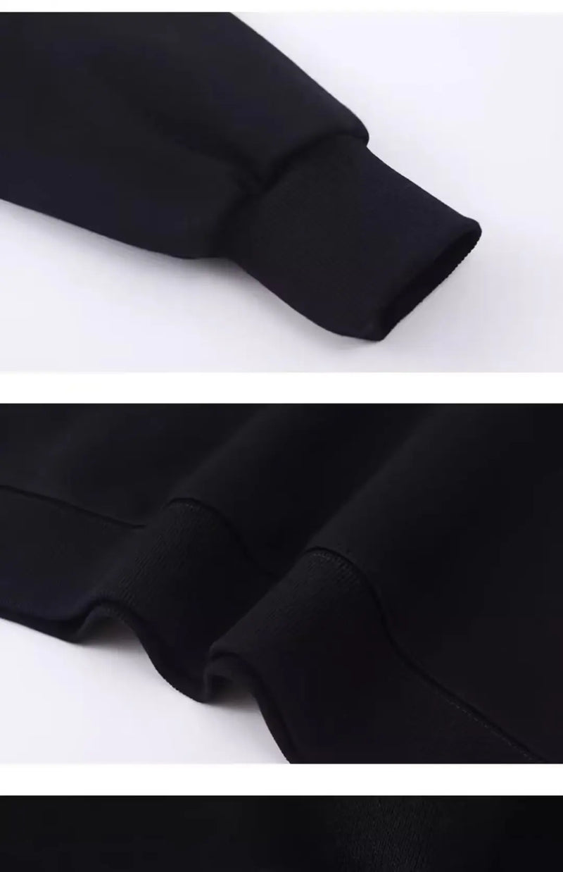 Men Oversized Dark Grey Graphic Sweatshirts Hoodied PARIS Printed Long Sleeve T-shirt Cotton Hiphop Tees Sports Top Men Clothing