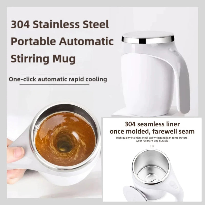 Automatic Mixing Cup 304 Stainless Steel Coffee Milk Self Stirring Magnetic Mug Portable Electric Blender Rechargeable Water Cup