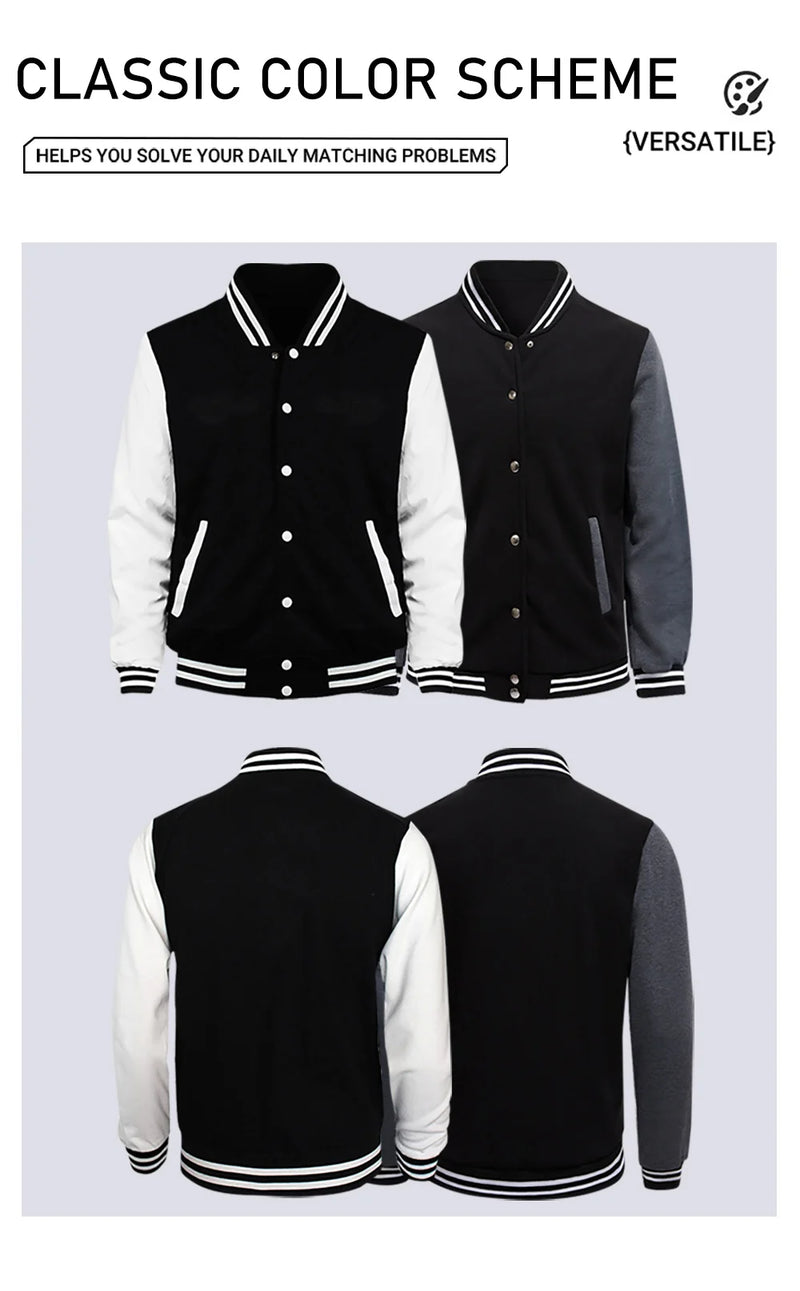 Black White Jacket Coats 5XL Loose Oversized Clothes Casual Men Women Baseball Clothes Couple Street Coat Warm Fleece Jackets