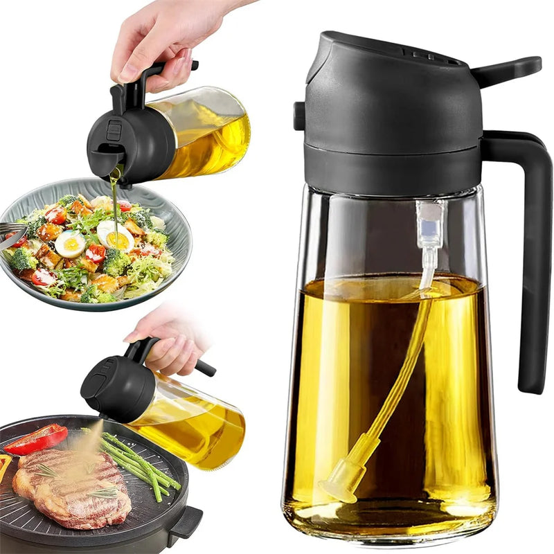 Olive Oil Sprayer Mister for Cooking,16oz/470ml Glass Oil Spray Bottle,2 in 1 Food-grade Oil Dispenser Bottle For Kitchen