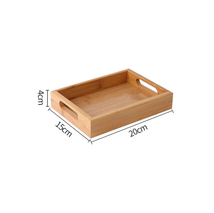 Bamboo tray 1PC wooden tray Tea tray tableware holder Fruit bread dessert tea food tray with handle rectangle