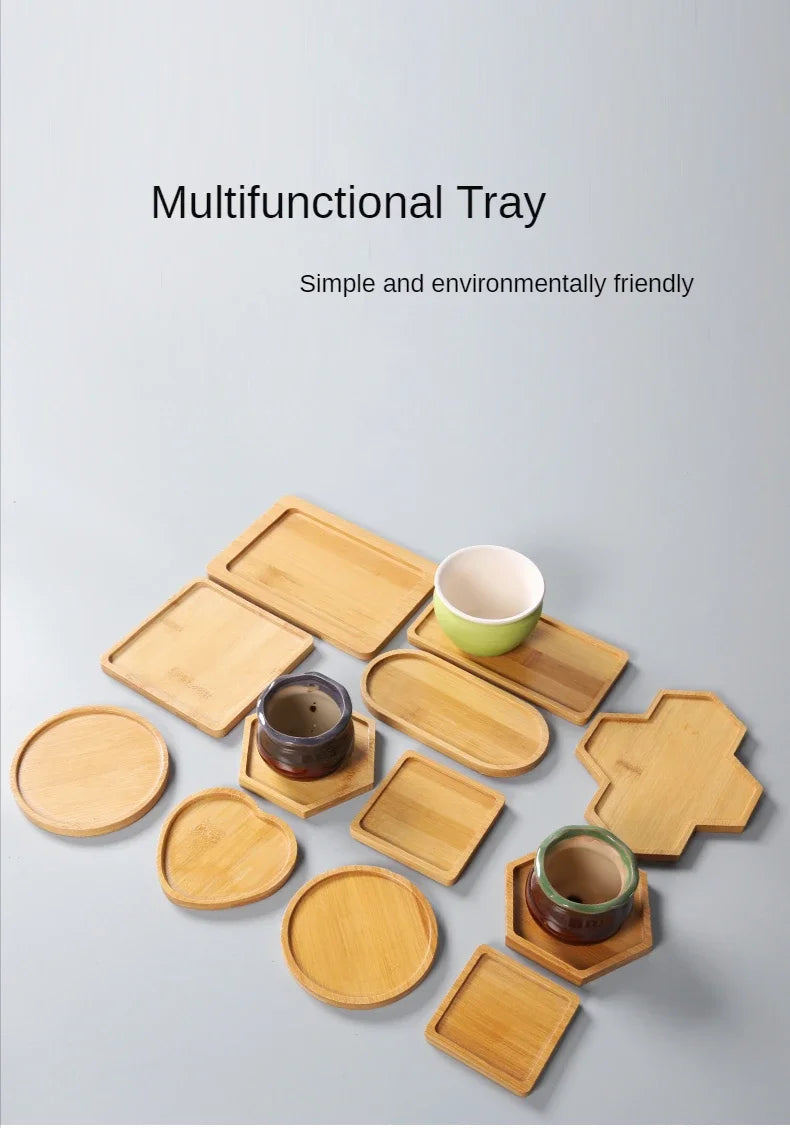 Bamboo Tray PlantMini Plant Pot Rack Multi-meat Pot Tray Balcony Storage Kitchen Storage Bathroom Storageround Tray Square