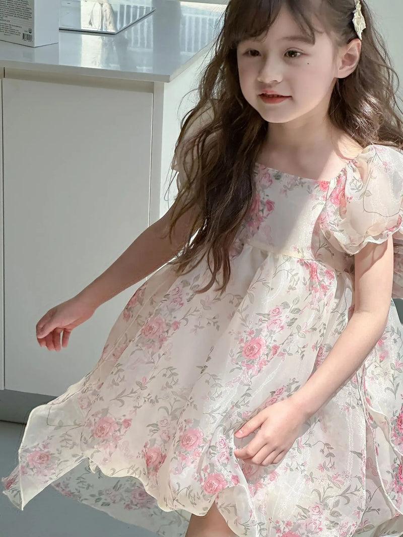 Casual Summer Girls Princess Dress – Sweet Floral Bow Knot Style