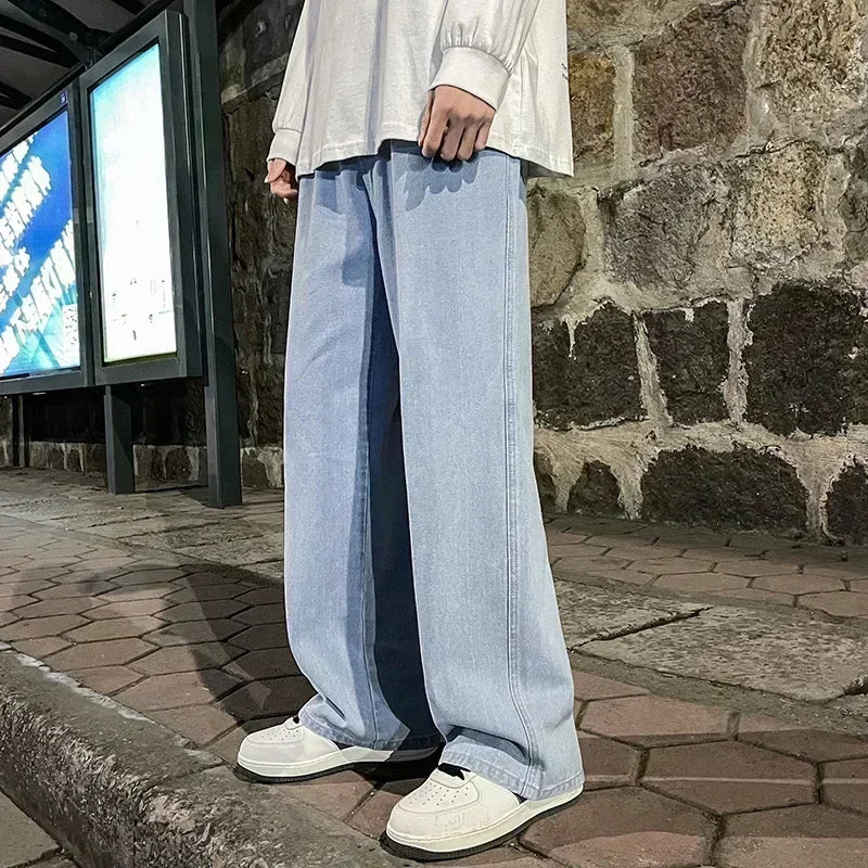 2024 New Streetwear Loose Jeans Men Korean Style Fashion Loose Straight Wide Leg Pants Men&