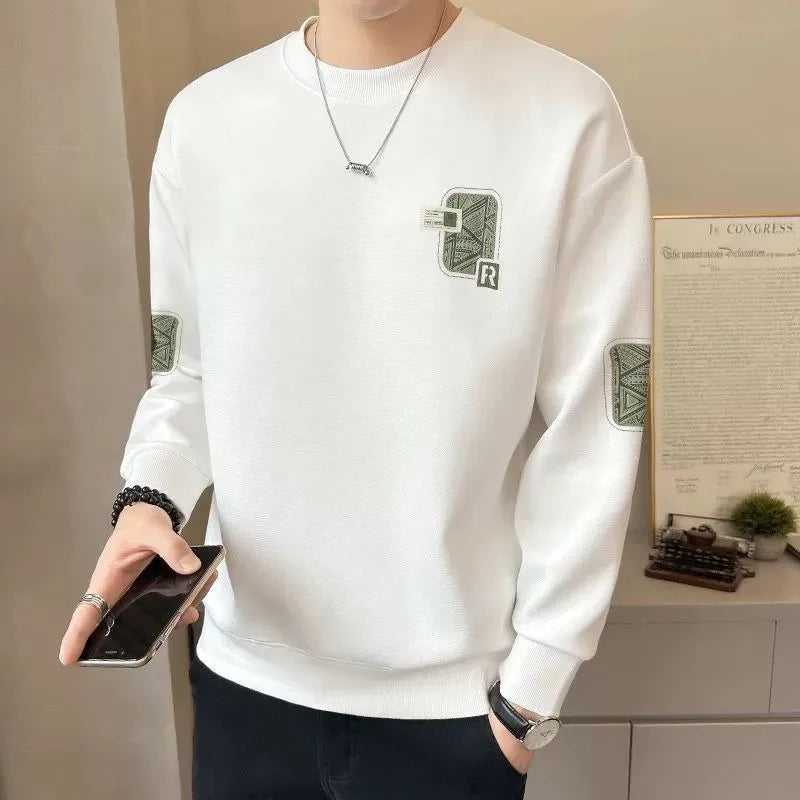 Men’s Thick Fleece Sweatshirt – Warm Round Neck Pullover for Autumn and Winter