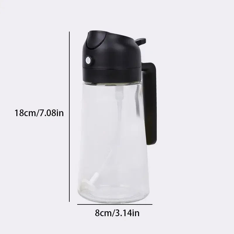 1pc 450ML Dual-Purpose Oil Mister Bottle with Automatic Shut-Off Sprayer - BPA-Free PET Plastic for Cooking, Grilling, Baking