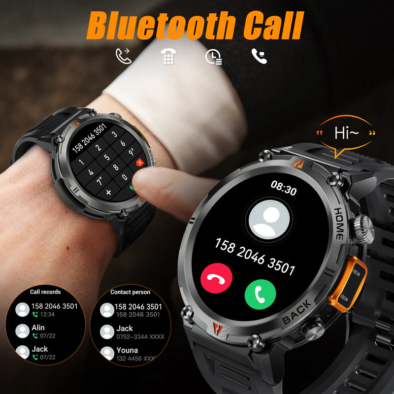 EIGIIS KE3 2025 New Bluetooth Call smartwatch for men Full Touch Screen With Health Monitor heart rate Flashlight Smart watch