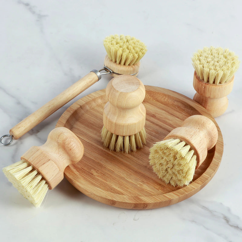 4/5Pcs Bamboo Dish Scrub Brushes Replaceable dish brush Kitchen Wooden Cleaning Scrubbers Household Cleaning Brush Cleaning Tool
