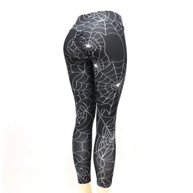 High Waist Fashion Leggings Women Fitness Running Yoga Leggings Pants Energy Gym Tight Leggings spider web printed Leggings