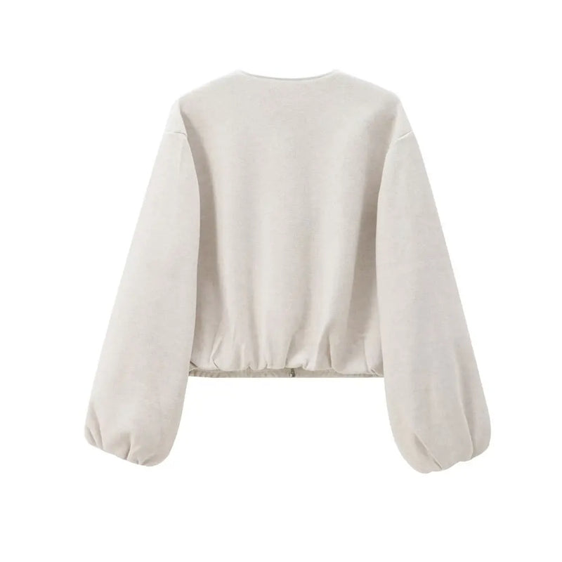 Oversized Soft Bomber Jacket for Women – Casual Long Sleeve Zip-Up Coat for All Seasons