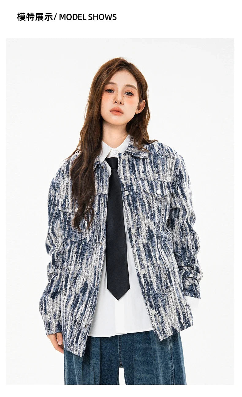 Elegant Denim Jackets Women 2025 Korean New luxury Coat Chic Print Women&