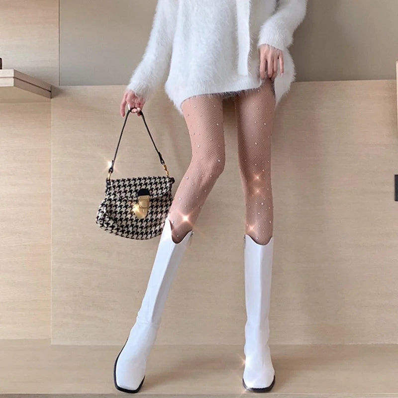Sexy Fishnet Stockings Black Lolita Body High Socks Kawaii Long Fish Net Pantyhose Mesh Tights Lingerie Skin JK Waist Hosiery