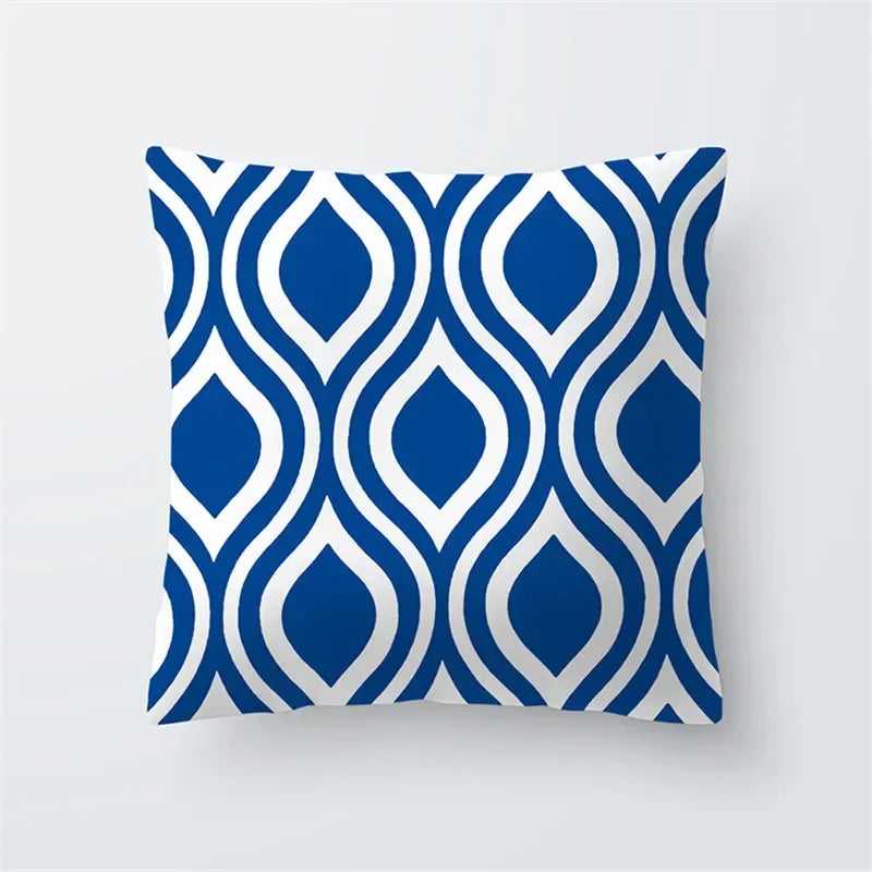 Decorative Throw Pillows Blue Geometry Pillow Cover 45x45 Polyester Cushion Cover Marine Life Pillowcase Cushions Home Decor