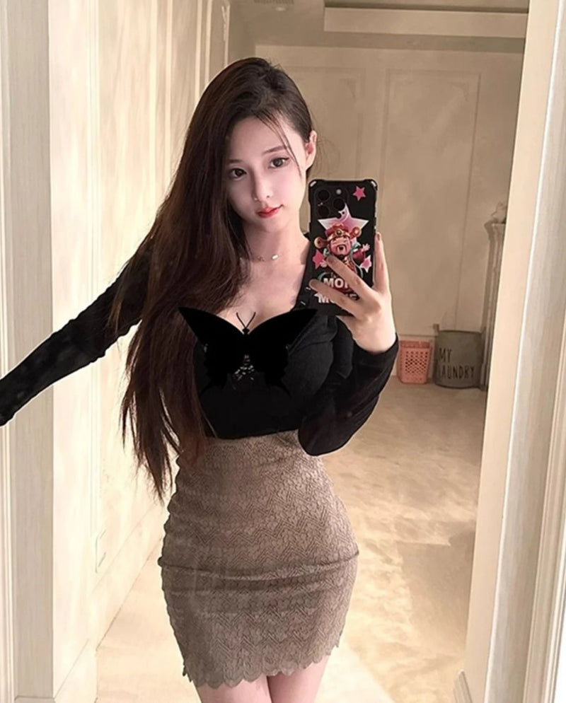 Tatiana Haven Coquette Lace Mini Skirt – Y2K Aesthetic A-Line Streetwear Skirt for Women