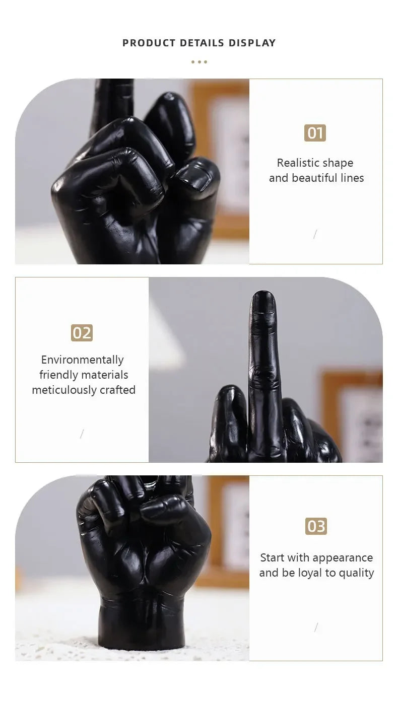 Tatiana Haven™ Trendy Resin Middle Finger Statue – Hip Hop Home & Desk Decor