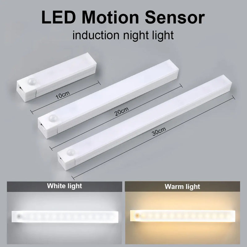 LED Motion Sensor Light Under Cabinet Night light Indoor Rechargeable Closet Lights for Wardrobes Kitchen Bedroom Cupboard Stair