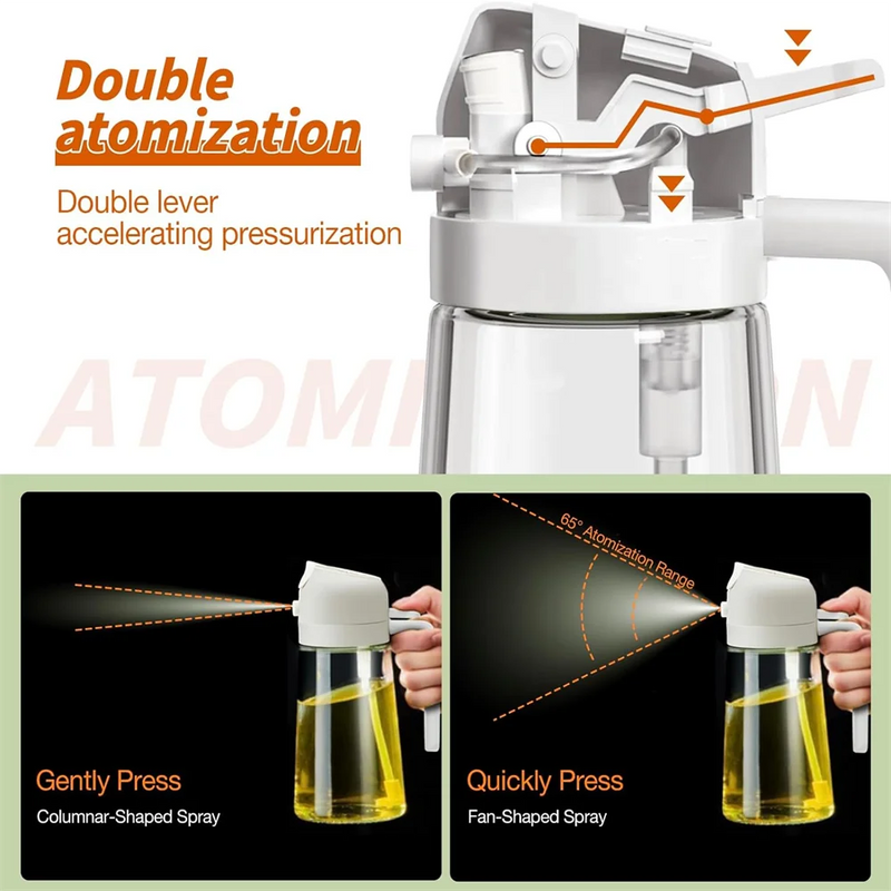 Olive Oil Sprayer Mister for Cooking,16oz/470ml Glass Oil Spray Bottle,2 in 1 Food-grade Oil Dispenser Bottle For Kitchen