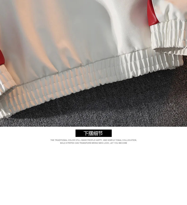 Mens Leather Moto Jacket  Stand Collar Edgy Racing Style Utility Work Coat  Unisex Hong Kong Trend Ins Fashion for Spring Autumn