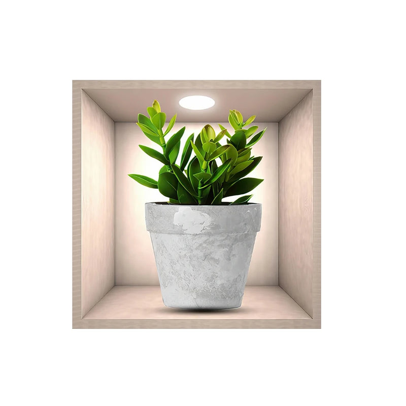 Vinyl Decal Bonsai Wall Sticker Poster  Removable 3D Green Leaves Plant Wallpaper Peel And Stick for Kitchen Living Room Decor