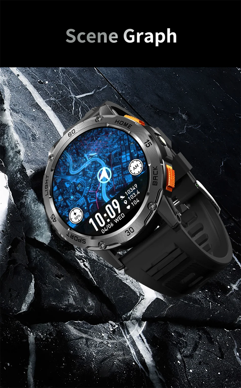 5ATM LED Flashlight Smart Watch Men 100+ Sports Modes Health Monitor Man Watches Bluetooth Call Men Smartwatches For Android ios