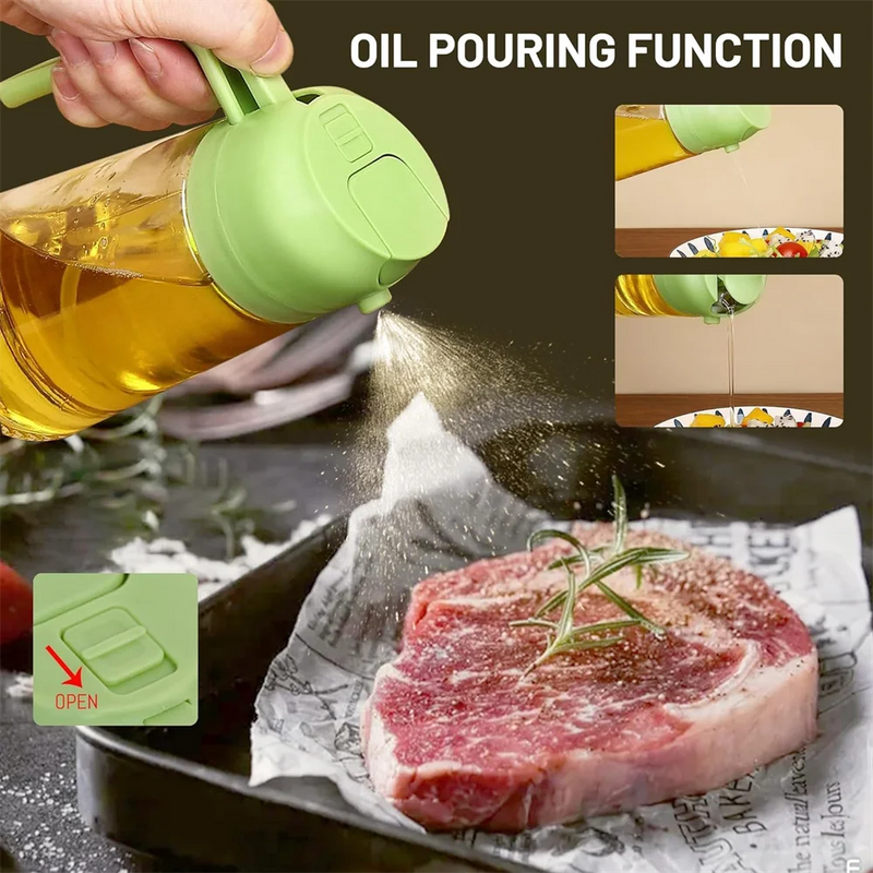 Olive Oil Sprayer Mister for Cooking,16oz/470ml Glass Oil Spray Bottle,2 in 1 Food-grade Oil Dispenser Bottle For Kitchen