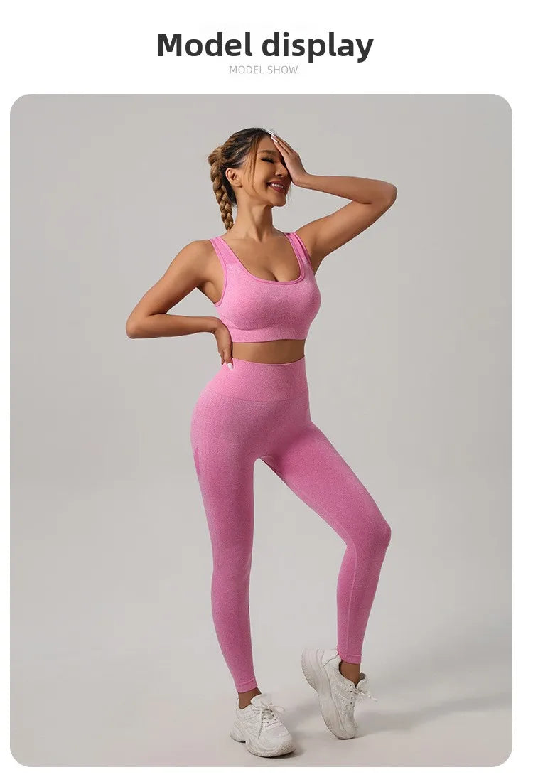 Yoga wear set, sports vest, underwear, high-waisted trousers, peachy buttocks, fitness
