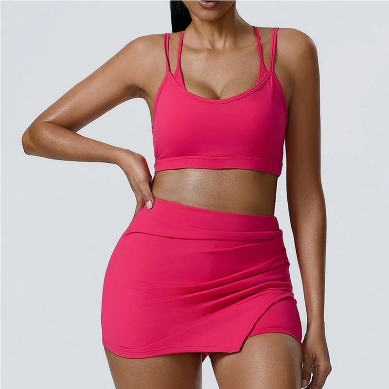 Yoga Sets 2 Pieces Workout Sets for Women Tracksuit Sportswear Gym Clothes High Waist Shorts Outfits Running Suits Fitness Bras