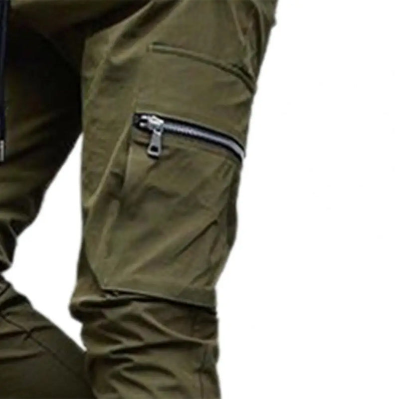 Mens Cargo Pants Zipper Pockets Jogger Running Hip Hop Streetwear Slim Sport Trousers Male Training Workout Fitness Sweatpants