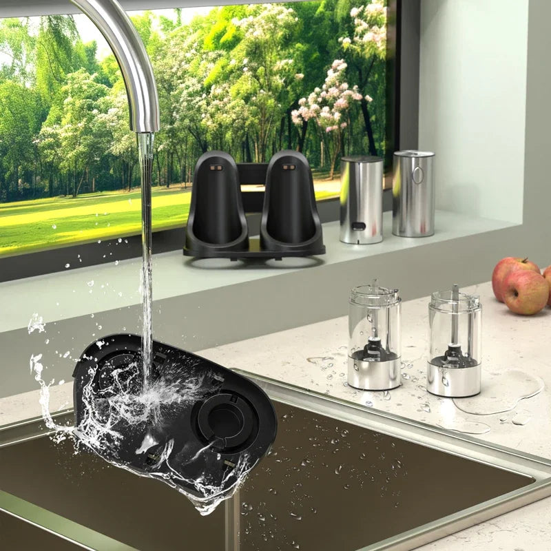 Electric Salt and Pepper Grinder Set with USB Charging Base Large Capacity Adjustable Coarseness Stainless Steel Automatic Mills