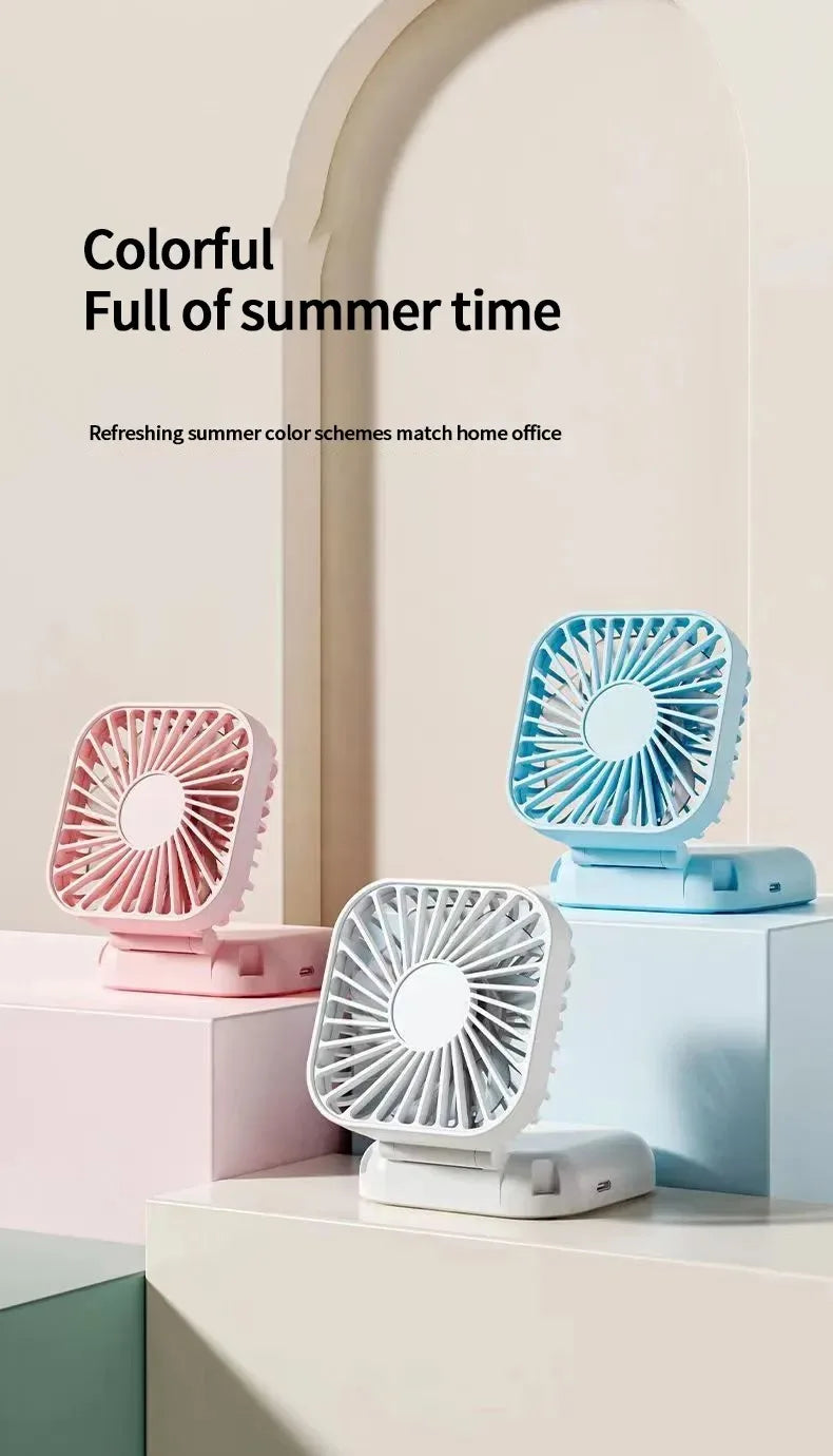 Mini Handheld Fan Mute Foldable Fan Multi-functional Turbine Fan USB Rechargeable Portable Hanging Neck Fan Mini Table Fan
