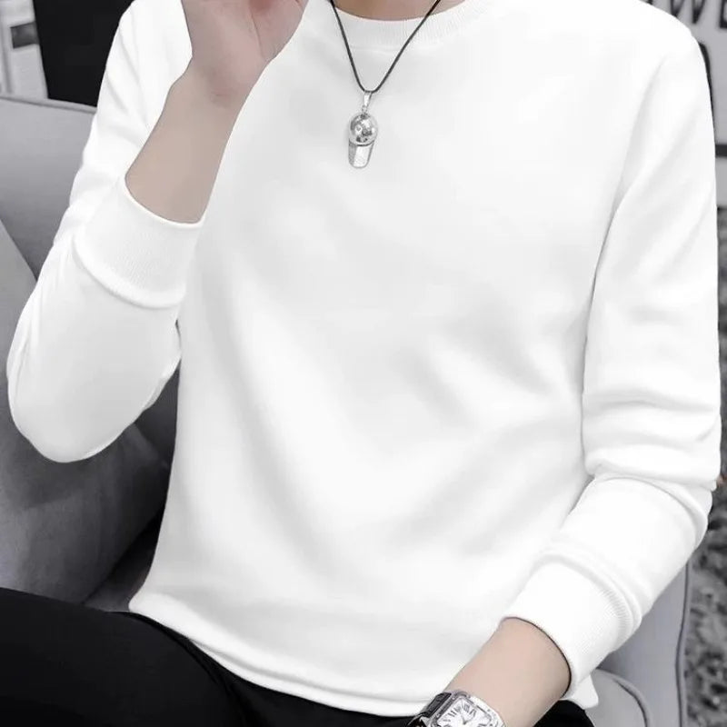 Men’s Thick Fleece Sweatshirt – Warm Round Neck Pullover for Autumn and Winter