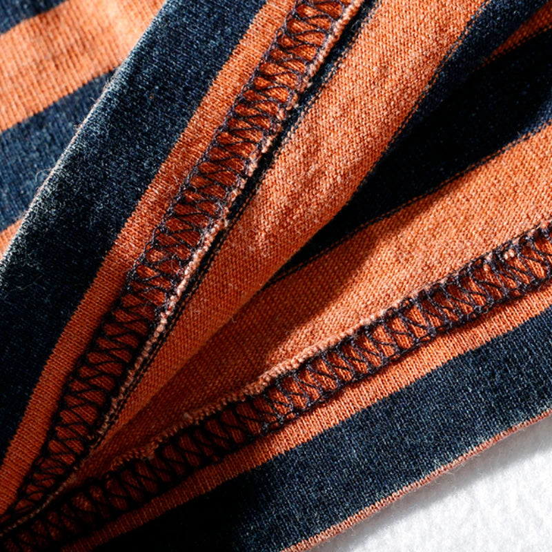 Men’s Striped Cotton T-Shirt – Slim Fit Vintage Washed Short Sleeve Tee | Tatiana Haven