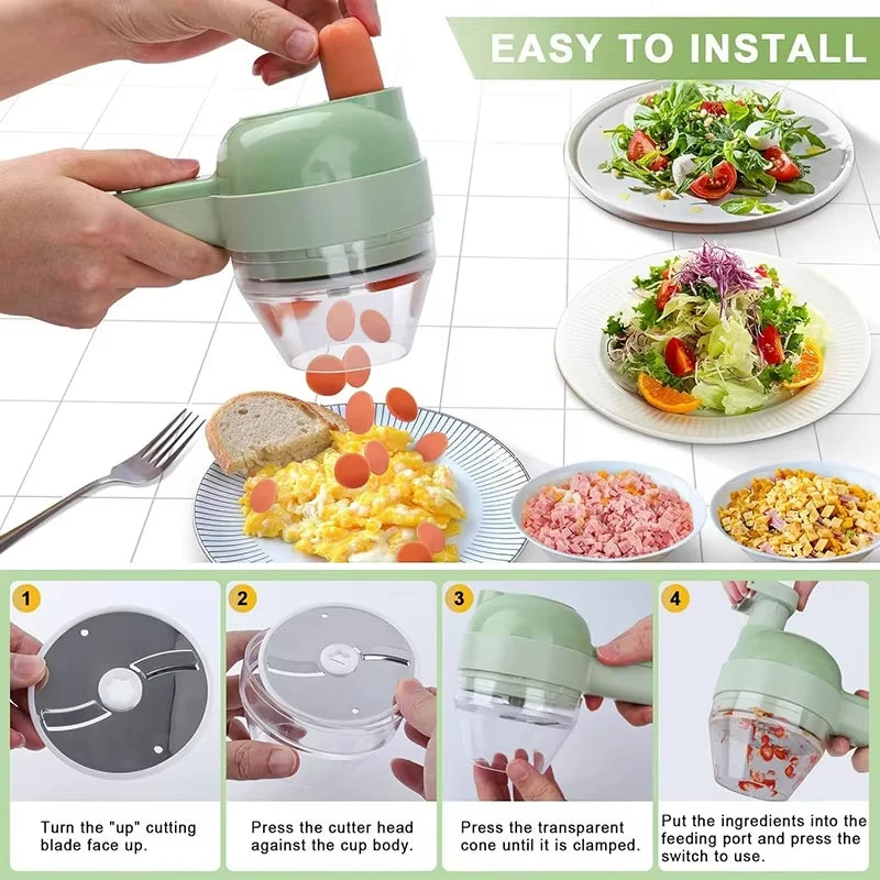 Portable Multifuction Electric Vegetable Chopper  Rechargeable Handheld Cordless Food Processor for Meat Garlic Pepper Onion