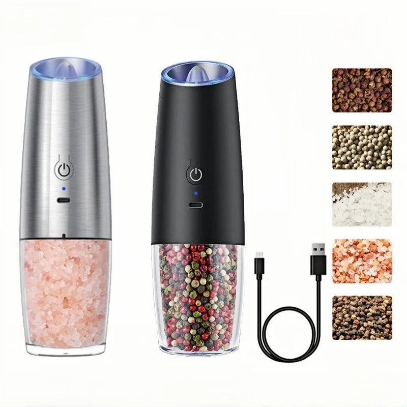 Electric Salt and Pepper Grinder USB Rechargeable Adjustable Coarseness Large Capacity Auto Spices Grinders Kitchen Cooking Tool
