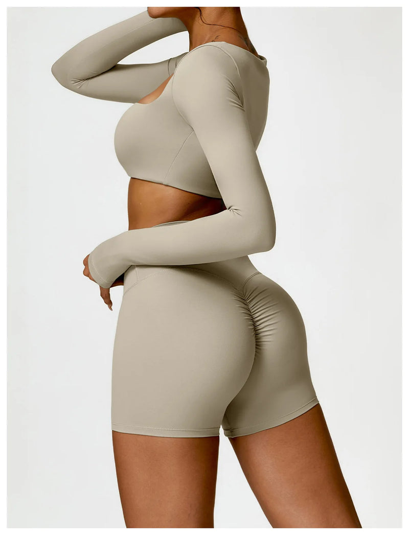 Yoga Suit 2 Pieces Sportswear Sports Set Women Tracksuits Gym Clothes Sport Bra Fitness Long Sleeve Top Workout Legging Yoga Set