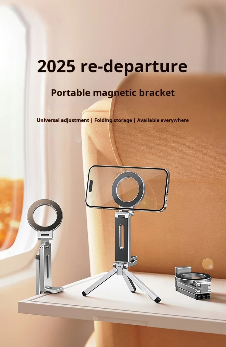 For MagSafe Plane Phone Holder – Portable Magnetic 360° Rotating Foldable Tripod for Travel, Car & Desk