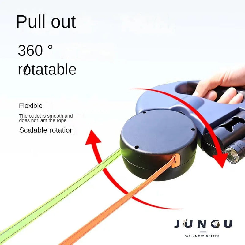 🐾 Double Retractable Dog Leash – 360° Tangle-Free Dual Leash for Two Dogs