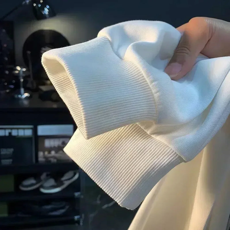 Men Oversized Dark Grey Graphic Sweatshirts Hoodied PARIS Printed Long Sleeve T-shirt Cotton Hiphop Tees Sports Top Men Clothing