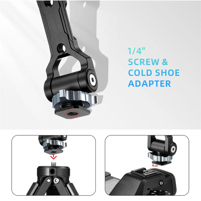 Foldable Magnetic Phone Holder Tripod Mount for MagSafe iPhone 16/15/14/13/12 – DSLR Camera Tripod Accessory with 1/4" Cold Shoe
