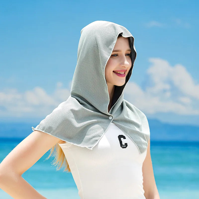 Cooling Hoodie Towel - UV Protection, Quick Drying, Perfect for Sports, Camping, Workouts, Cycling, Golf, Running, Hiking, and F