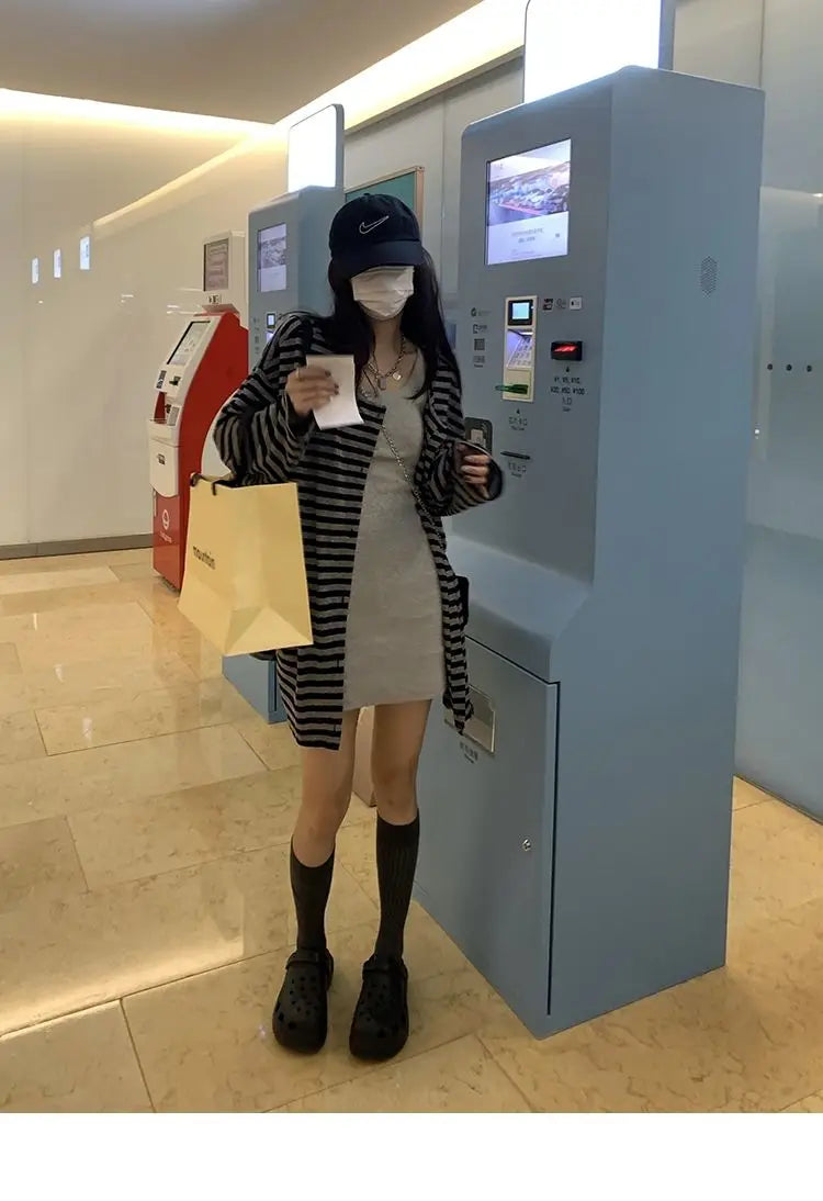 Sweatshirts Women Striped Chic Loose All-match Design Summer Simple Daily Retro Students Tender Sun-proof Classic Korean Style