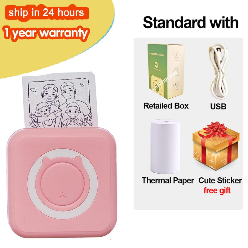 Portable Thermal Printer MINI Wirelessly BT 203dpi Photo Label Memo Wrong Question Printing With USB Cable Imprimante Portable