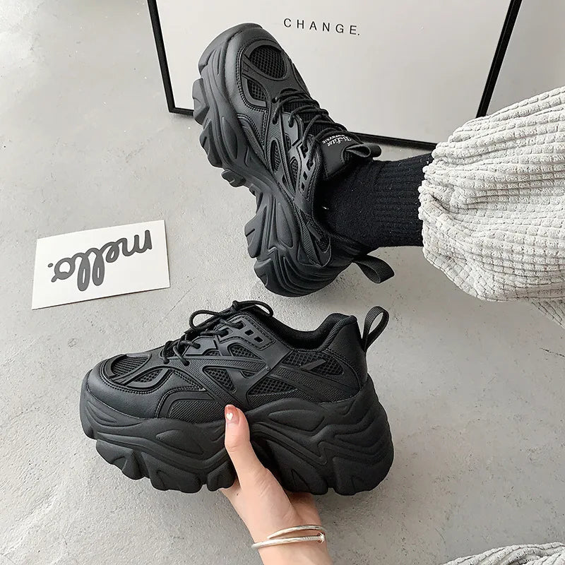 Fujin 7cm Chunky Sneakers Platform Shoes Wedge for Women Casual Shoes Breathable Summer Shoes Women Fashion Sneakers Spring