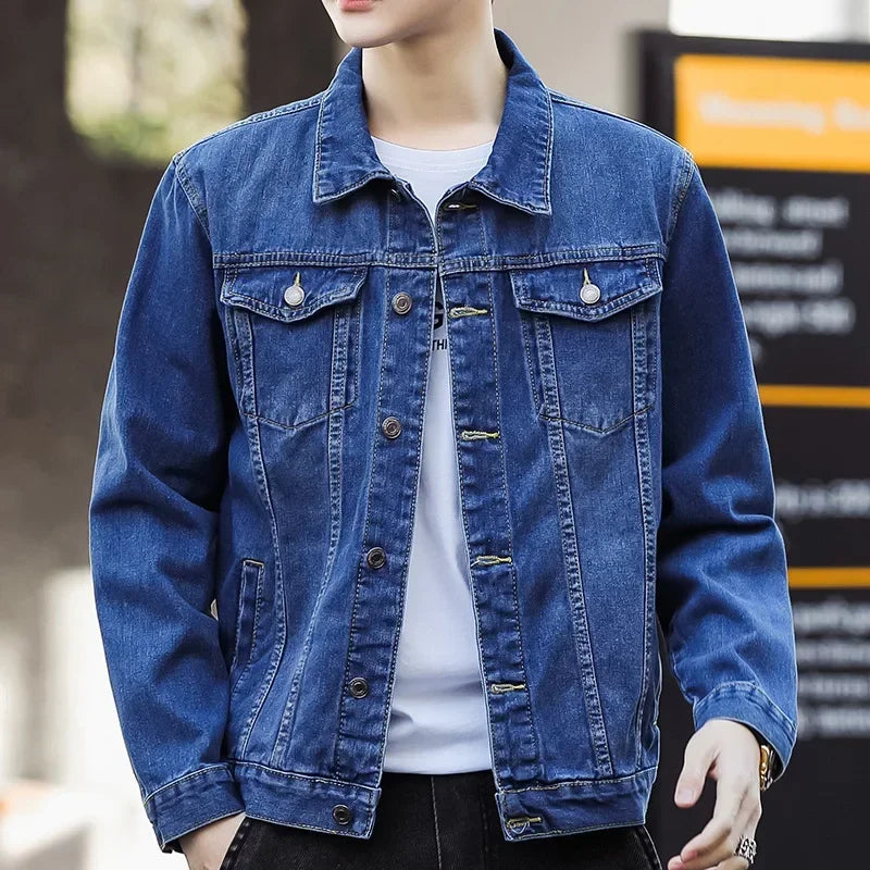 Men’s Loose Fit Denim Jacket – Casual Workwear Style for Spring & Autumn 2025