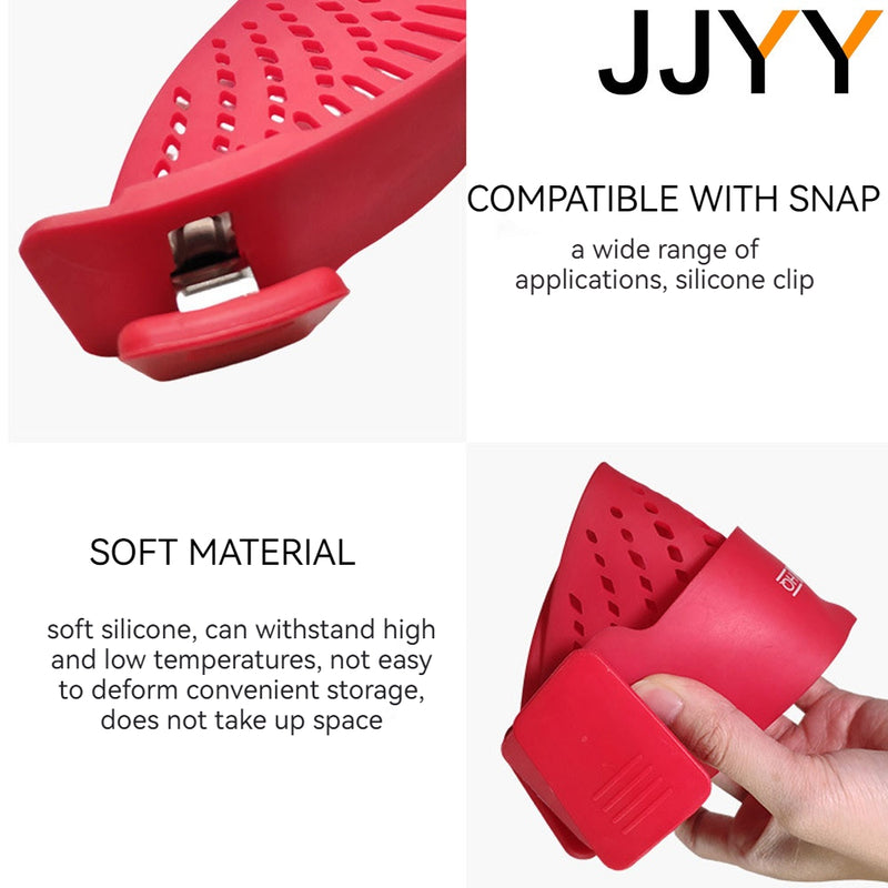 JJYY Universal Silicone Clip-on Pan Pot Strainer Anti-spill Pasta Pot Strainer Food Grade Rice Fruit Colander Strainer