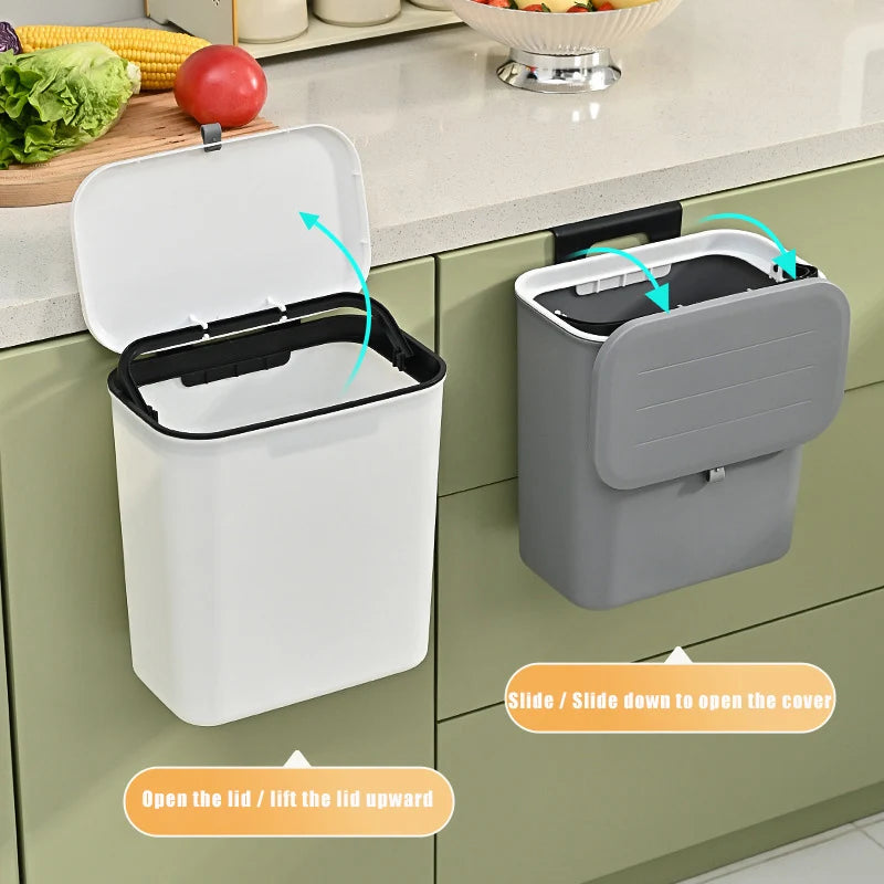 Kitchen Compost Bin for Counter Top or Under Sink, Hanging Small  Kitchen Trash Can with Lid for Mountable Indoor Compost Bucket